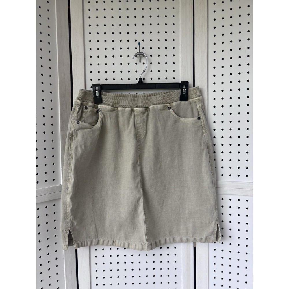 NORTHSTYLE Pullon STRETCH DENIM POCKETS Side Slits A-LINE SKORT SKIRT‎ Sz M